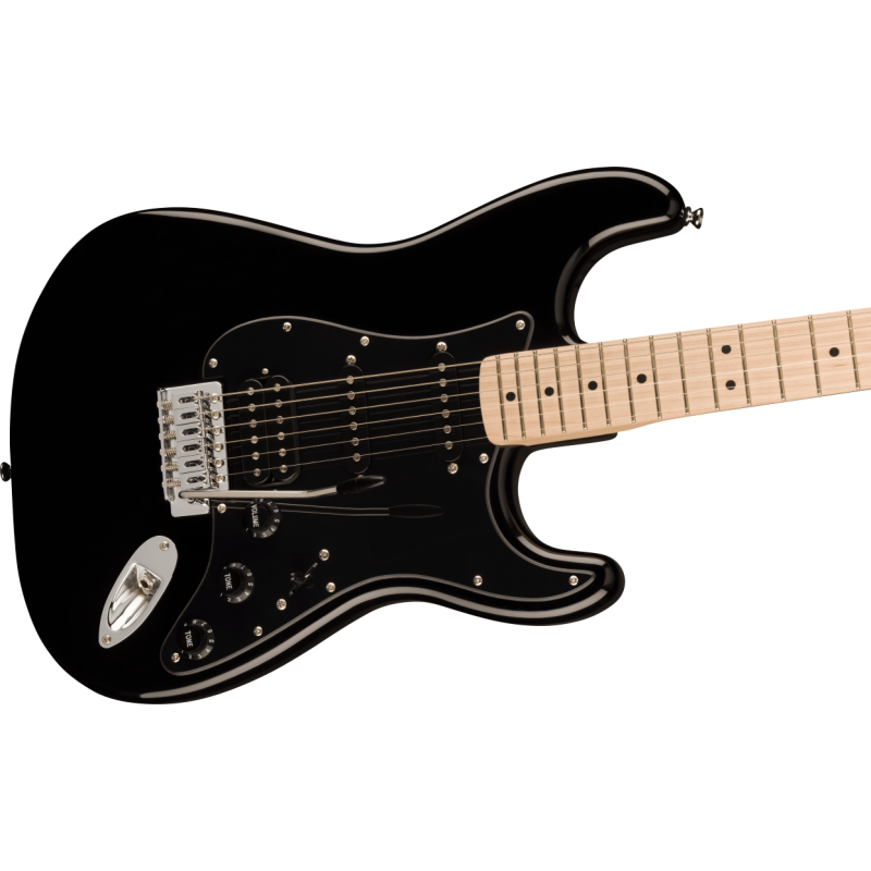 Squier Sonic Stratocaster HSS, MF, Black Pickguard, Black - 4