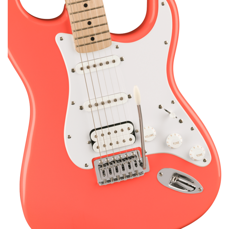 Squier Sonic Stratocaster HSS, MF, White Pickguard, Tahitian Coral - 3