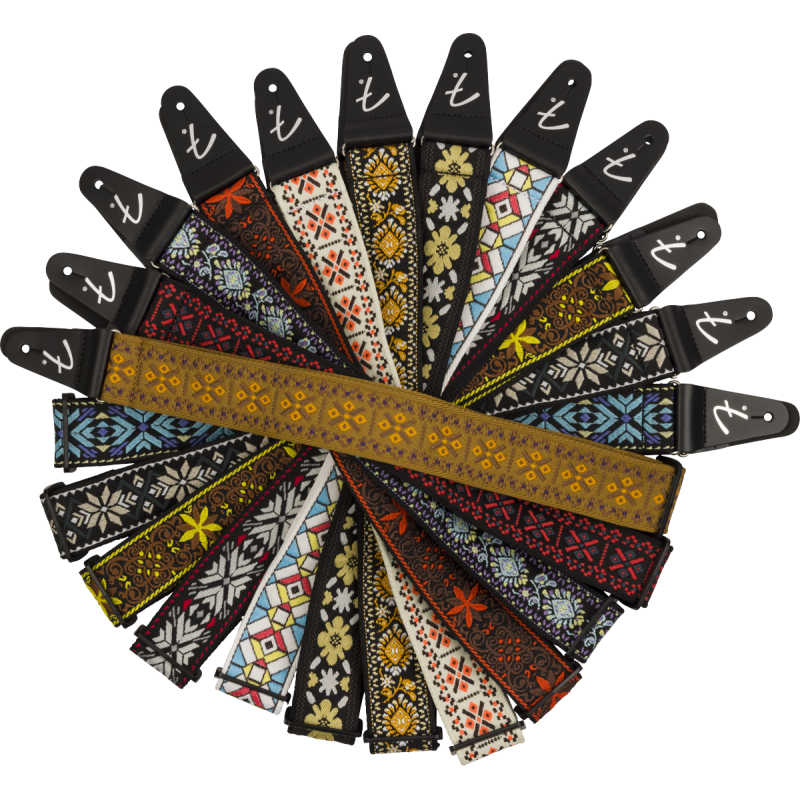 Fender Pasadena Woven Strap, Yellow Lotus, 2" - 4