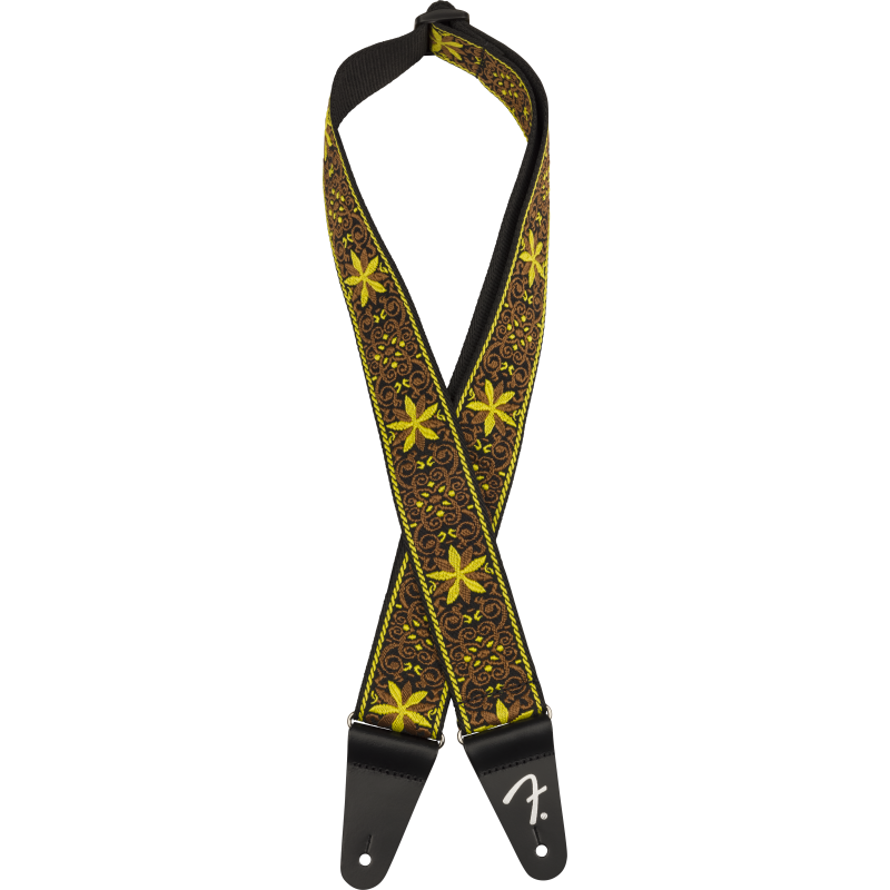 Fender Pasadena Woven Strap, Yellow Wallflower, 2" - 1