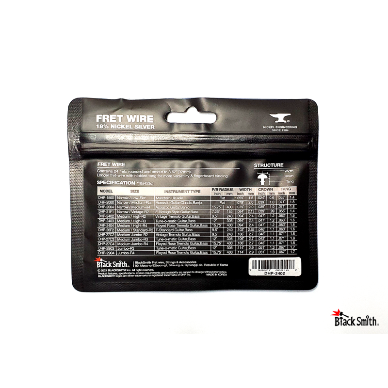 BlackSmith Fret Wire DHP-2903 - komplet progów do gitary elektrycznej 24 szt. - 2