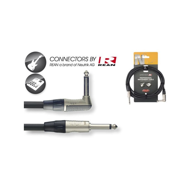 Stagg NGC3PLR - kątowy kabel instrumentalny 3m - 1