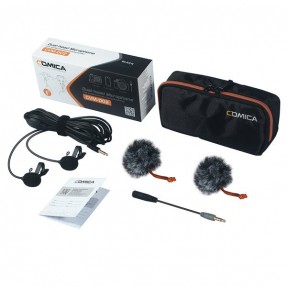 Comica CVM-D02 B 2.5M - podwójny mikrofon lavalier do kamery, aparatu, smartfona - 1