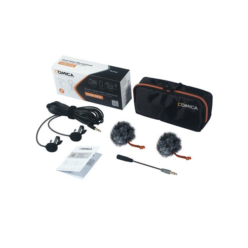 Comica CVM-D02 R 6.0M - podwójny mikrofon lavalier do kamery, aparatu, smartfona - 1