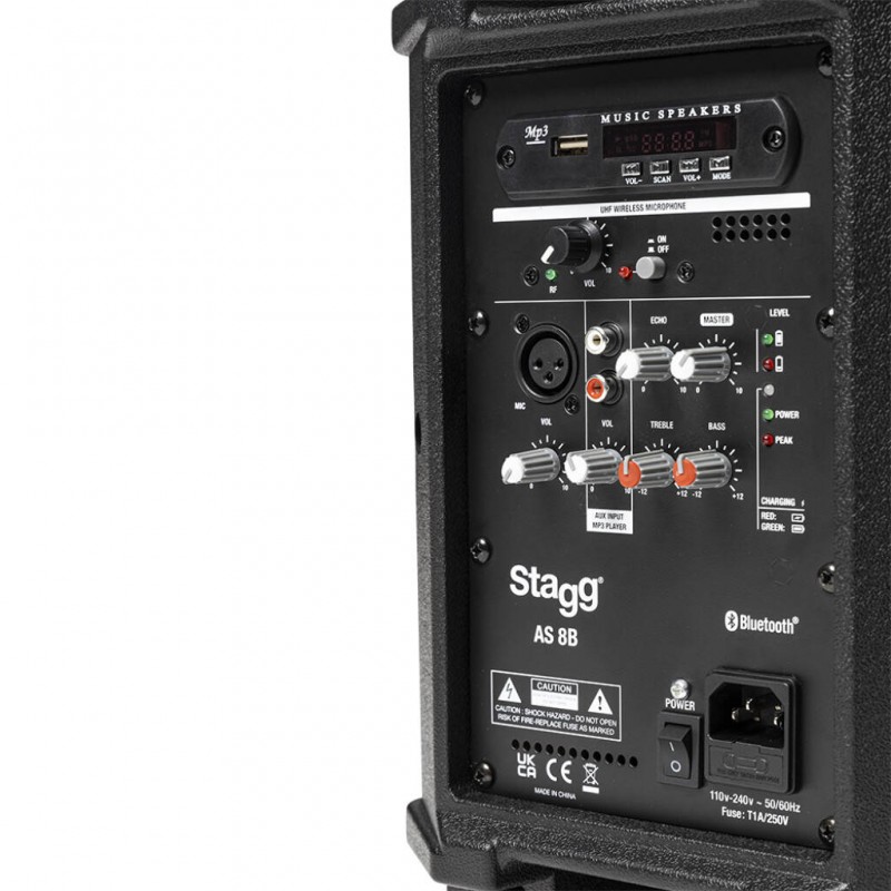 Stagg AS 8B - dwudrożna kolumna aktywna 250W UHF - 6