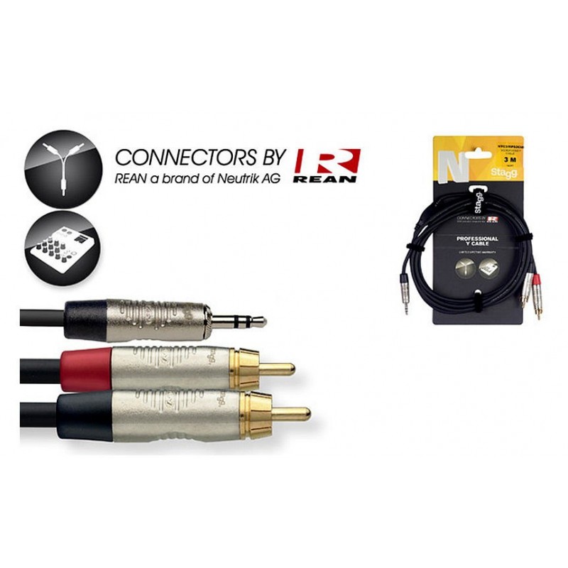 Stagg NYC3/MPS2CM R - kabel instrumentalny 3m - 1