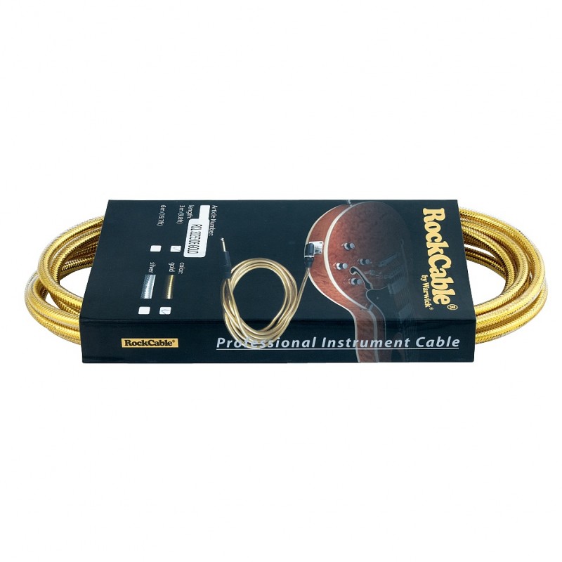 RockCable RCL 30253 D6 GOLD - Kątowy kabel instrumentalny (6.3 mm), 3 m - złoty - 2