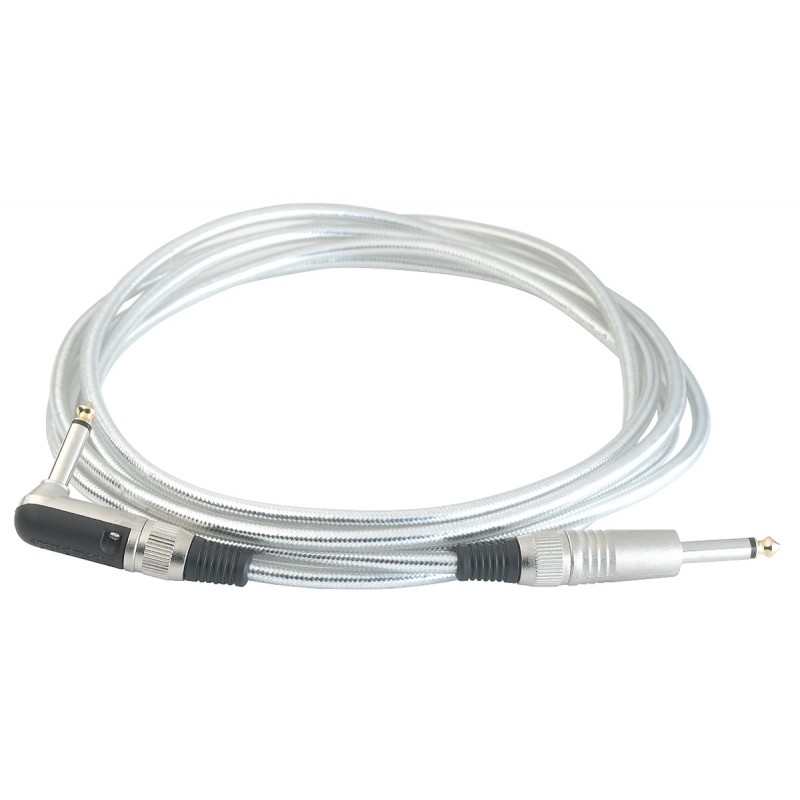 RockCable RCL 30253 D6 SILVER - Kątowy kabel instrumentalny (6.3 mm), 3 m - srebrny - 2