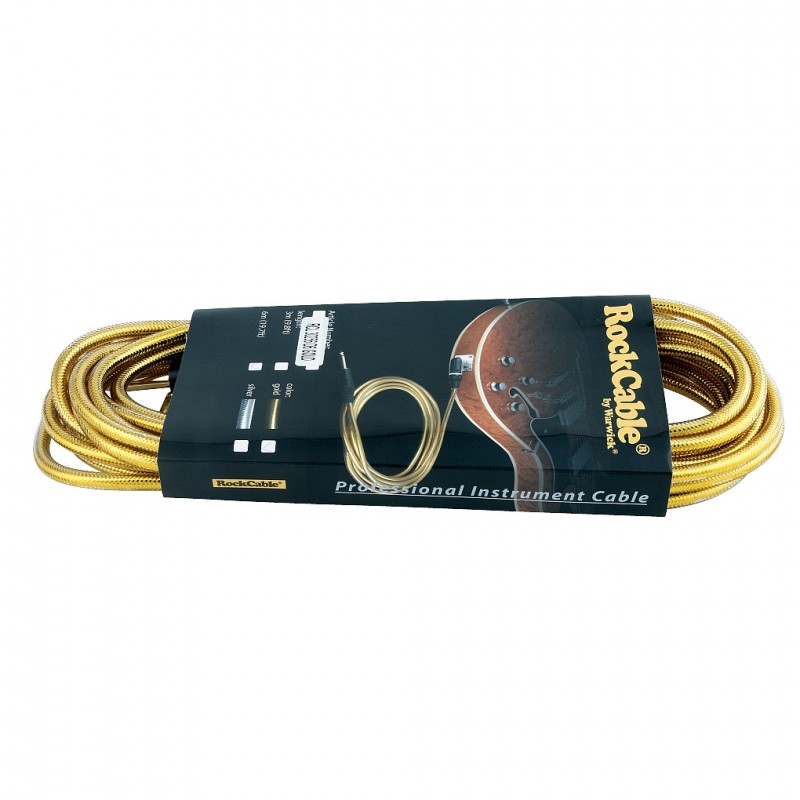 RockCable RCL 30256 D6 GOLD - Kątowy kabel instrumentalny (6.3 mm), 6 m - złoty - 2