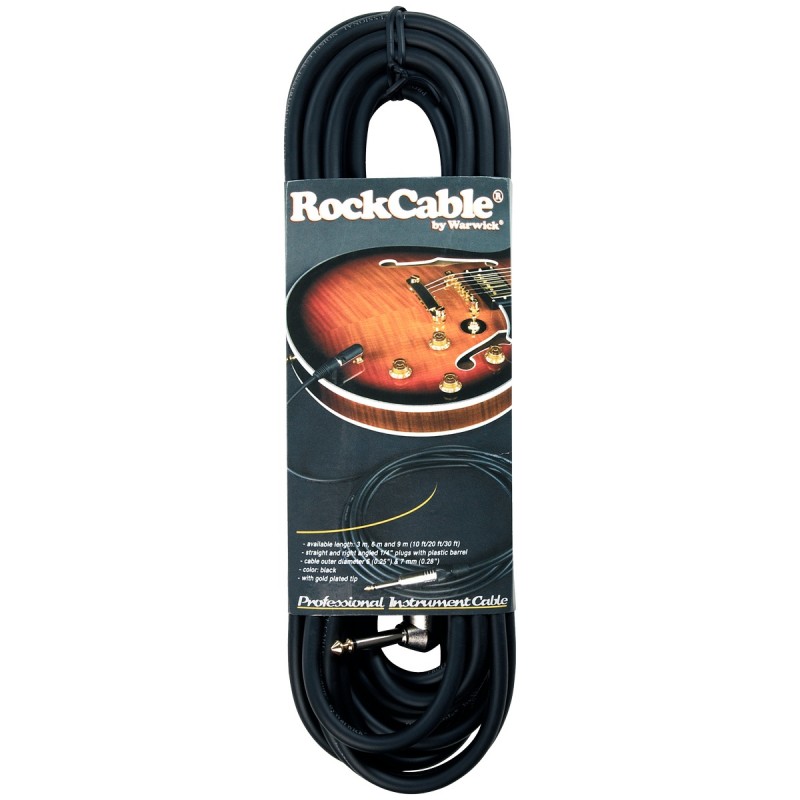RockCable RCL 30259 D7 - Kątowy kabel instrumentalny (6.3 mm), 9 m - czarny - 1