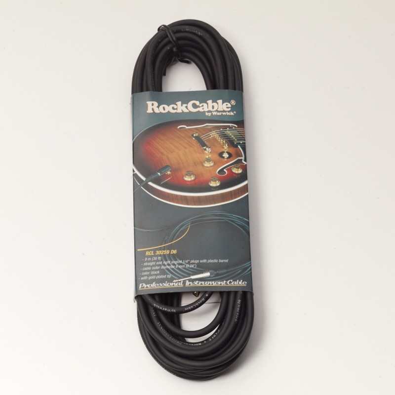 RockCable RCL 30259 D6 - Kątowy kabel instrumentalny (6.3 mm), 9 m - czarny - 2