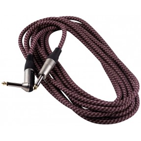 RockCable RCL 30259 TC H/BEIGE - Kątowy kabel instrumentalny (6.3 mm), 9 m - bordo tweed - 1