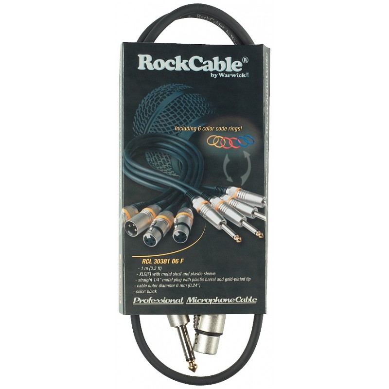 RockCable RCL 30381 D6 F - Kabel mikrofonowy XLR / TS (6.3 mm) - 1 m - 2