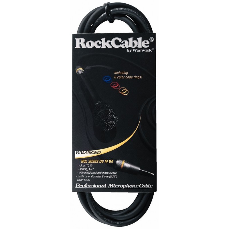 RockCable RCL 30390 D6 M BA - Kabel mikrofonowy XLR / TRS (6.3 mm) - 10 m - 3