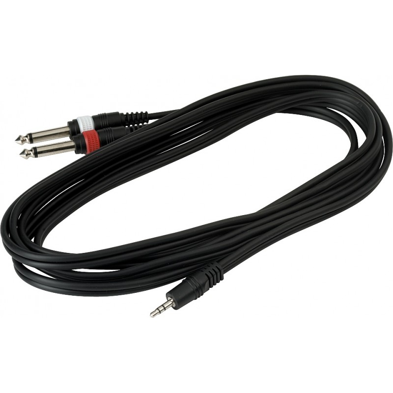 RockCable RCL 20914 D4 - Kabel Patch (2 x TS Jack 6.3 mm - TRS Jack 3.5 mm) - 3 m - 3
