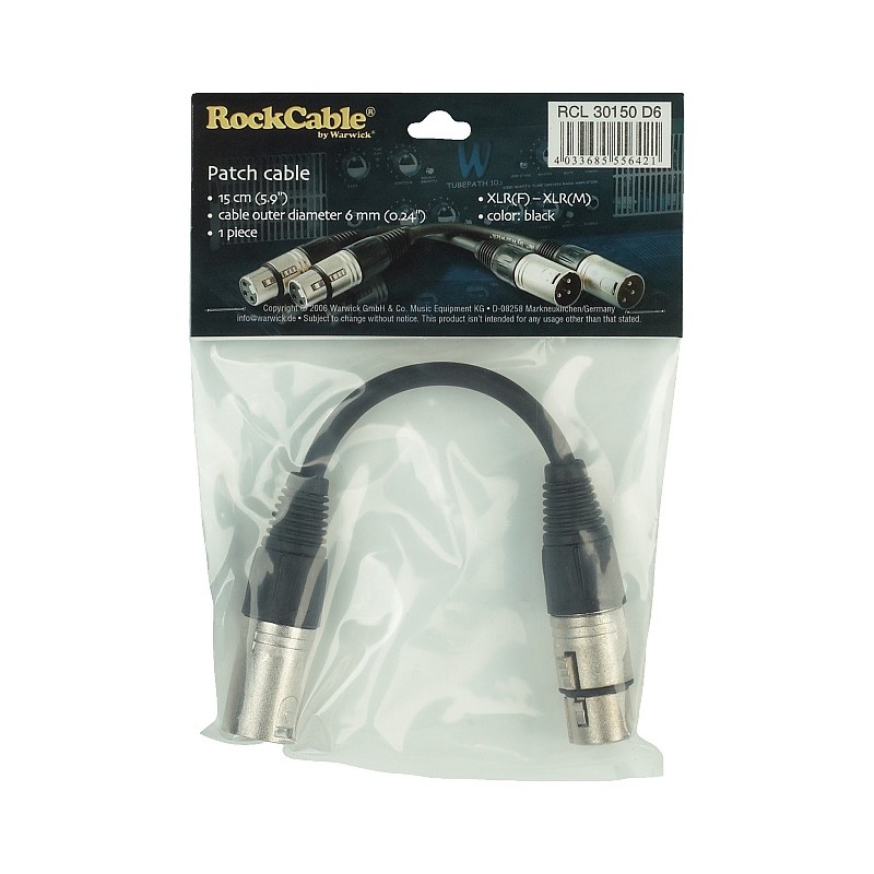 RockCable RCL 30150 D6 - Kabel Patch (XLR - XLR) - 15 cm - 2