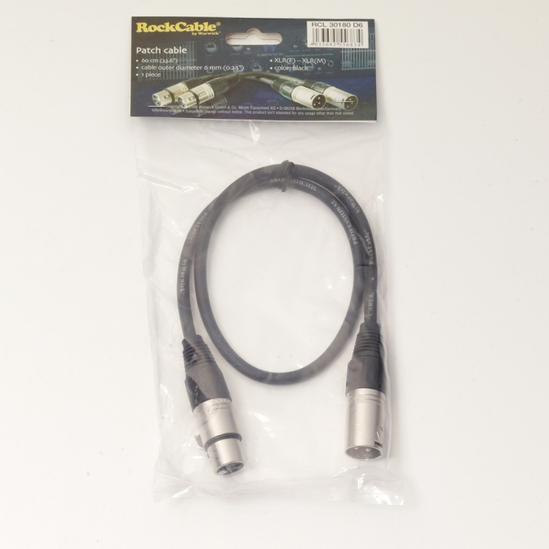 RockCable RCL 30180 D6 - Kabel Patch (XLR - XLR) - 60 cm - 2
