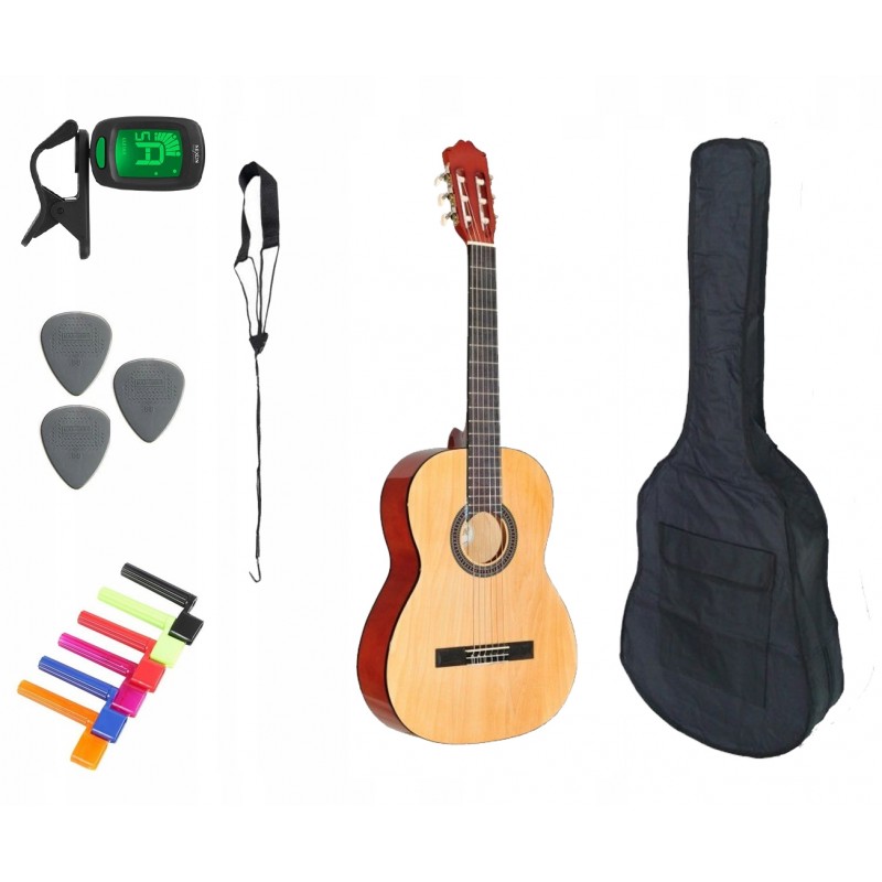 Gitara Klasyczna 3/4 + Pokrowiec + Tuner + Kostki Zestaw 004 - 1