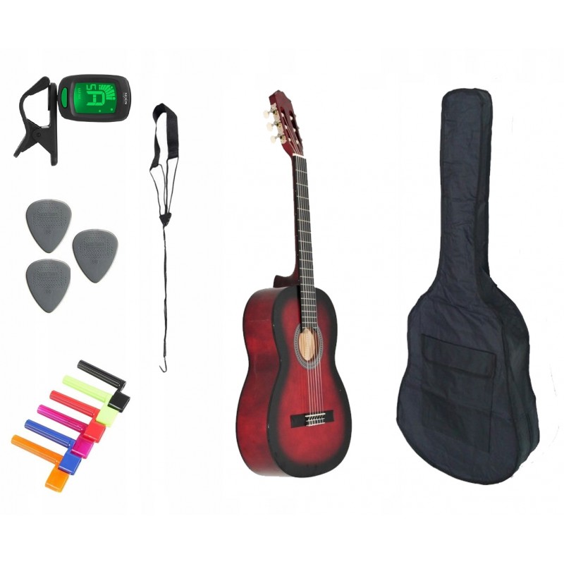 Gitara Klasyczna 3/4 + Pokrowiec + Tuner + Kostki Zestaw 005 - 1