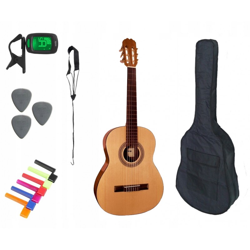 Gitara Klasyczna 3/4 + Pokrowiec + Tuner + Kostki Zestaw 008 - 1