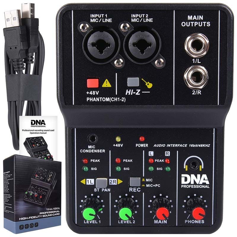 DNA MIX 2 mikser analogowy 2-kanałowy Hi-Z interfejs audio USB - 1