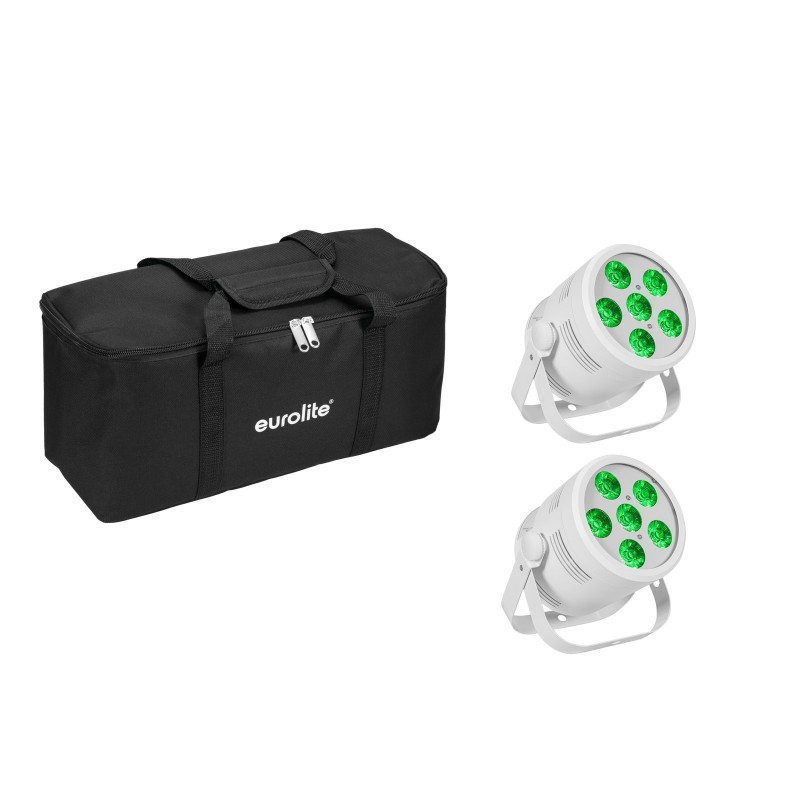 EUROLITE zestaw reflektorów 2x LED Silent Par 6 QCL Floor HW + torba - 1