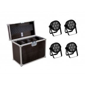 EUROLITE zestaw oświetleniowy 4x LED 7C-7 Silent Slim Spot + skrzynia - 1