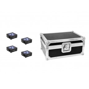 EUROLITE zestaw reflektorów na akumulator 4x AKKU Flat Light 3 BK + skrzynia - 1