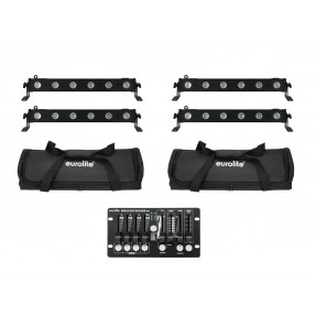 EUROLITE zestaw oświetleniowy 4x LED BAR-6 QCL RGBW + 2x torba + kontroler - 1