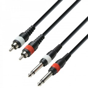 Adam Hall K3TPC0100M - kabel 2x RCA M - 2x Jack M, 1m