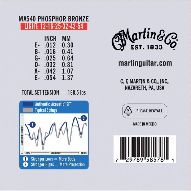 Martin MA540 Authentic Light 92/8 - struny do akustyka 12-54 - 2