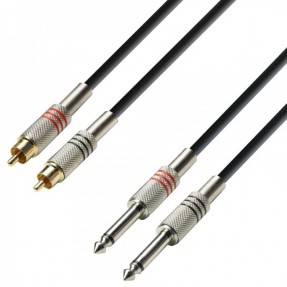 Adam Hall K3TPC0300 - kabel 2x RCA M - 2x Jack M, 3m