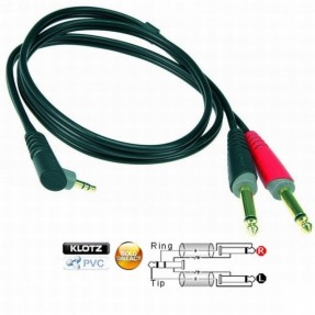 KLOTZ AY5A-0100 - kabel M Jack kąt - 2 x JACK 1m