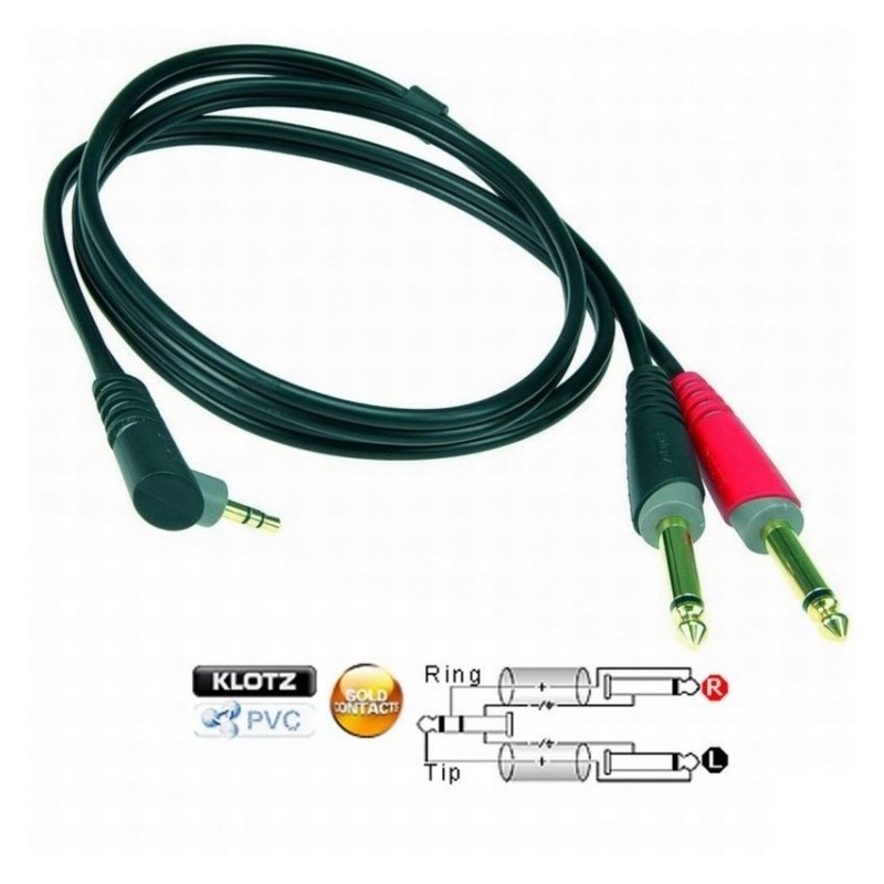 KLOTZ AY5A-0100 - kabel M Jack kąt - 2 x JACK 1m