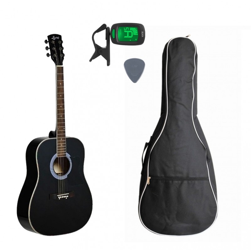 Gitara akustyczna + pokrowiec + tuner + kostka zestaw 42 - 1
