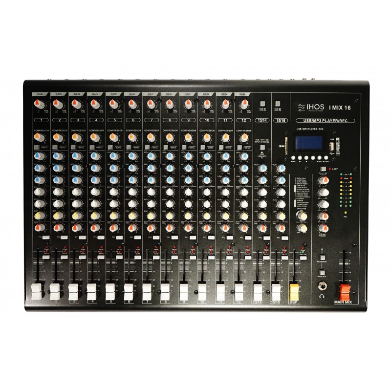 IHOS I MIX 16 - mikser audio, 14 wejść mono + 2 wejścia stereo - 4