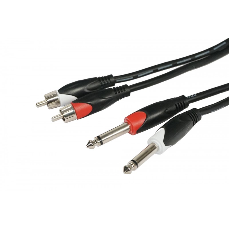 IHOS IC-RCA2JACK - kabel audio, 2 x męski jack 6,3mm do 2 x męski RCA, 3m - 2