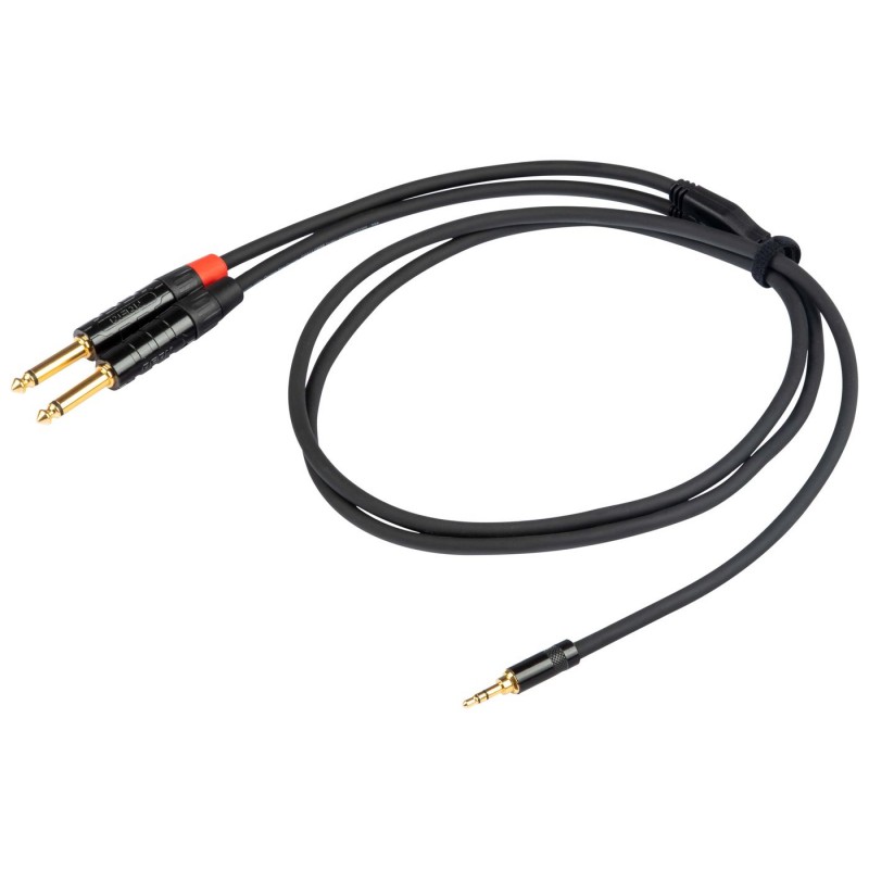 Proel Stage CHLP170LU3 - Kabel audio "Y" Jack stereo 3,5 mm - 2x Jack mono 3,5 mm 0,9 m - 1