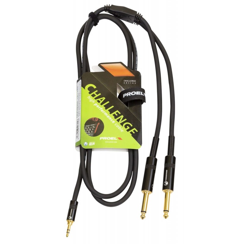 Proel Stage CHLP170LU3 - Kabel audio "Y" Jack stereo 3,5 mm - 2x Jack mono 3,5 mm 0,9 m - 2