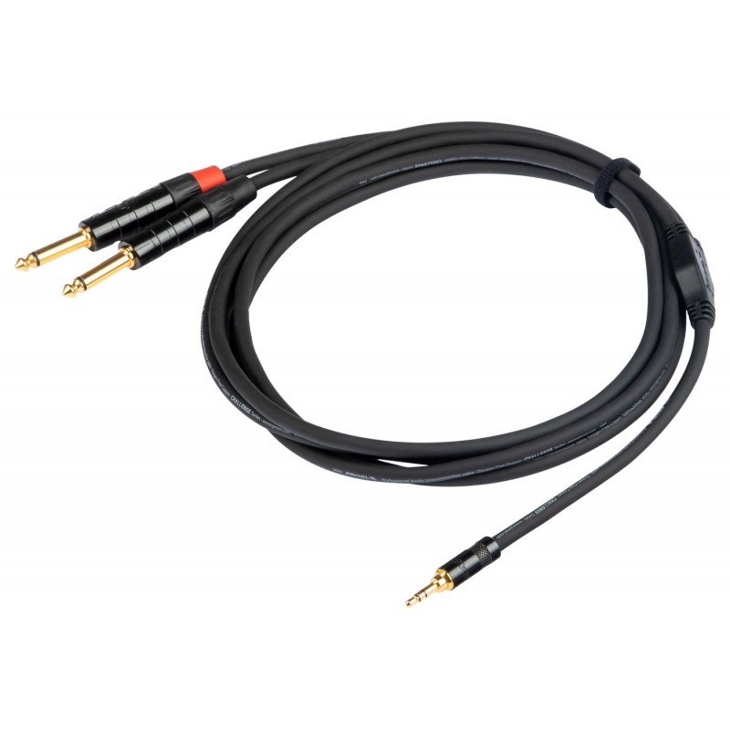 Proel Stage CHLP170LU15XL - Kabel audio "Y" Jack stereo 3,5 mm - 2x Jack mono 6,3 mm 1,5 m - 1