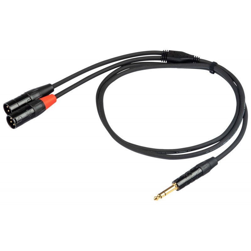 Proel Stage CHLP325LU15 - Kabel audio "Y" Jack stereo 6,3 mm - 2x XLR męski 1,5 m - 1