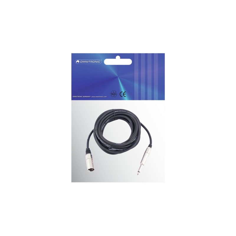 Omnitronic 3022519D - Kabel audio XLR męski - Jack mono 6,3 mm 10 m - 3