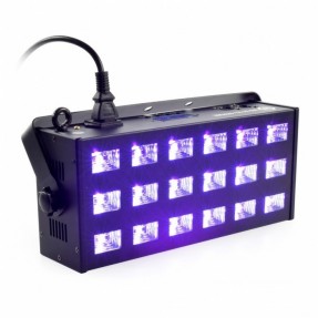 LIGHT4ME LED UV 18 X 3W reflektor + stroboskop DMX
