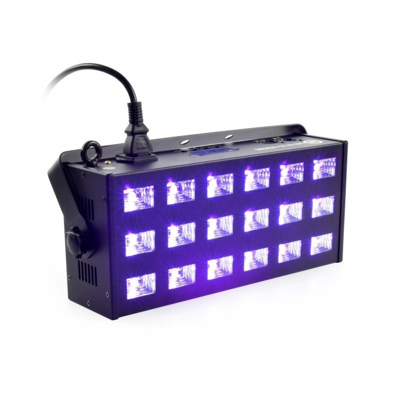 LIGHT4ME LED UV 18 X 3W reflektor + stroboskop DMX