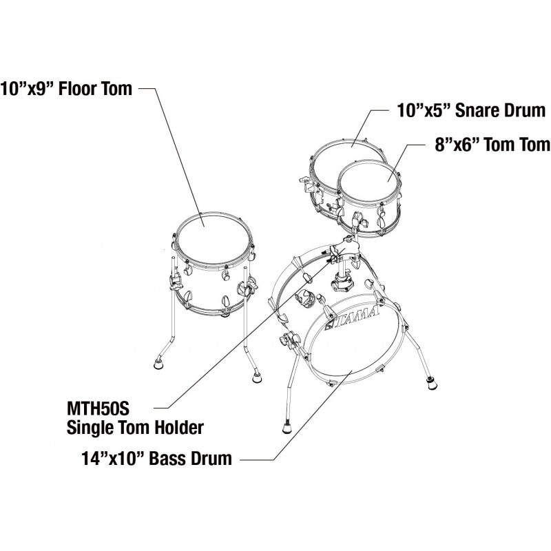 Tama LJK44S-CPM Zestaw perkusyjny Club Jam Flyer Ultra Compact Shell Kit - 10