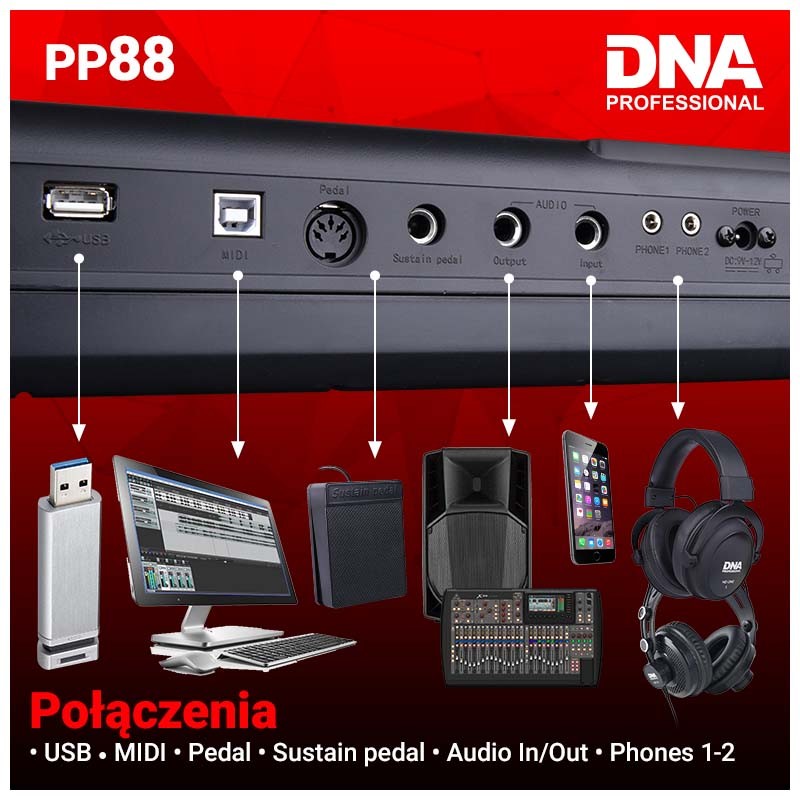 DNA PP 88 pianino cyfrowe/keyboard do nauki - 10