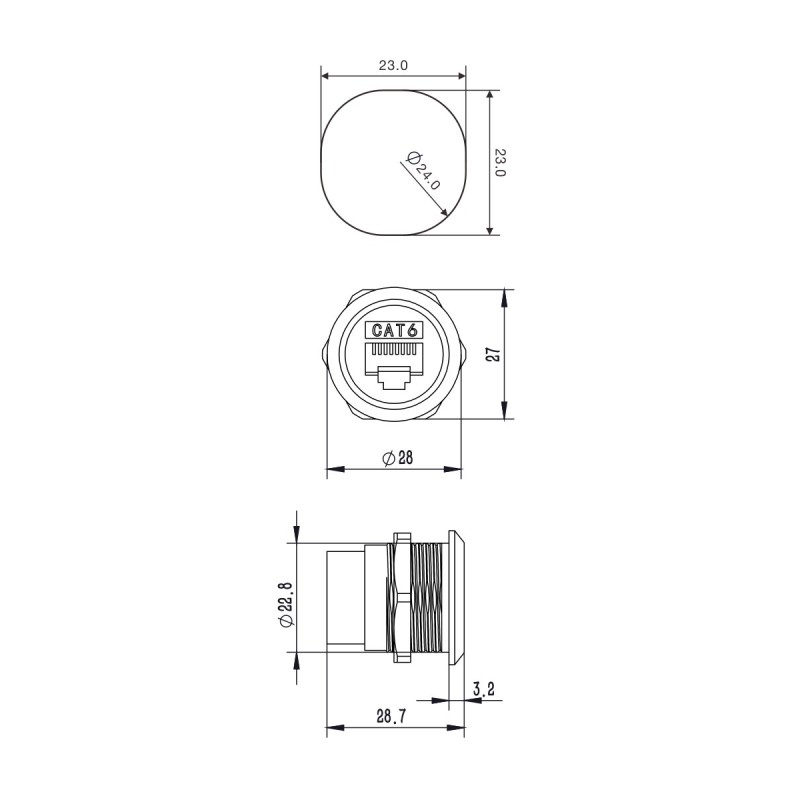 Gniazdo typu RJ45 CAT6 Roxtone RAD24-C6 - 2