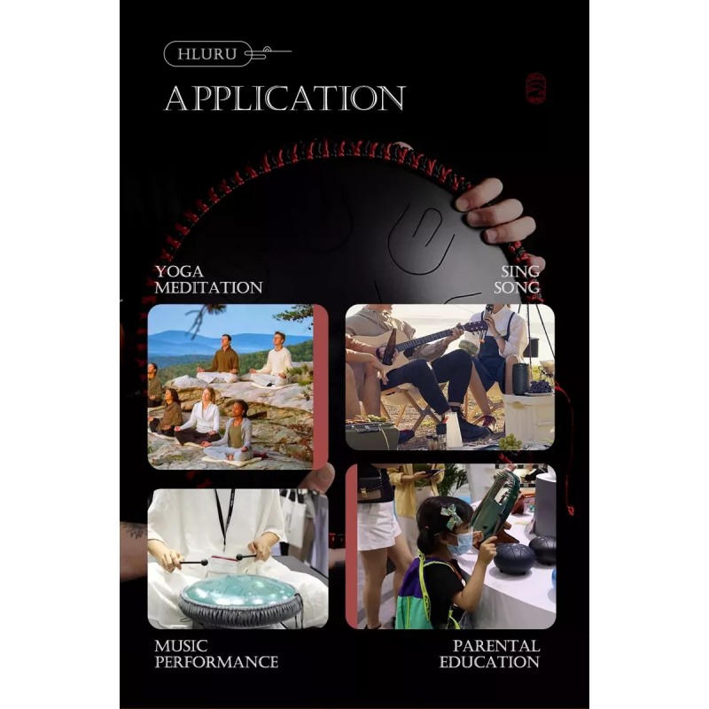 Handpan Hluru TAH9-14-InkBlack 9 ton 14" - 8