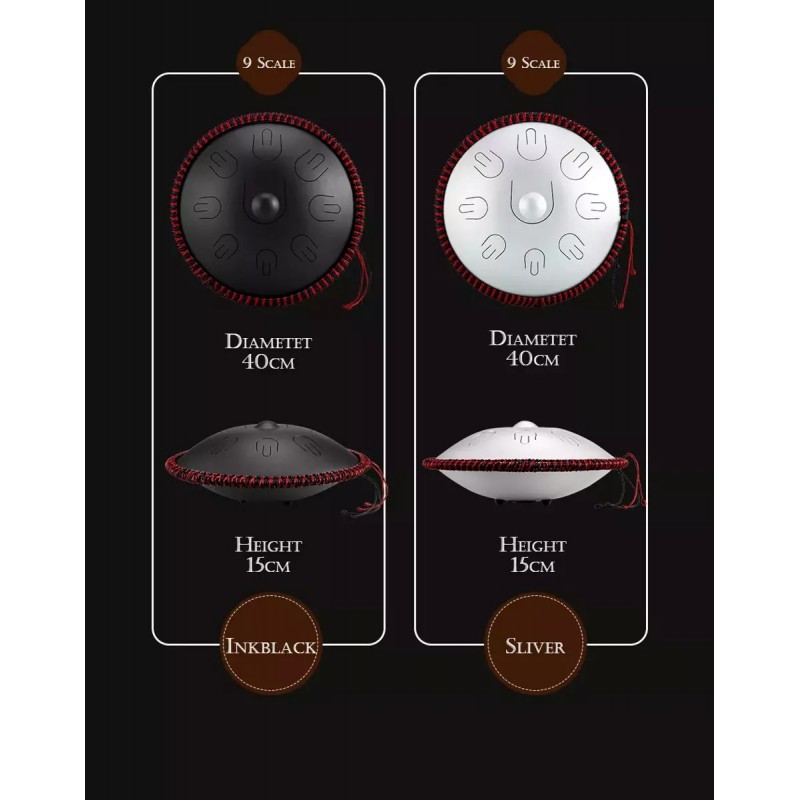 Handpan Hluru TAH9-14-InkBlack 9 ton 14" - 11