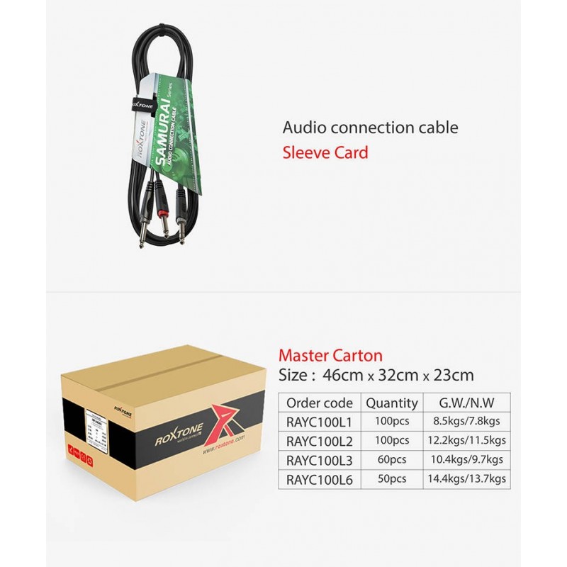 Kabel audio Jack 6.3mm stereo / 2 x Jack 6.3mm mono 1m Roxtone SAYC100L1 - 5